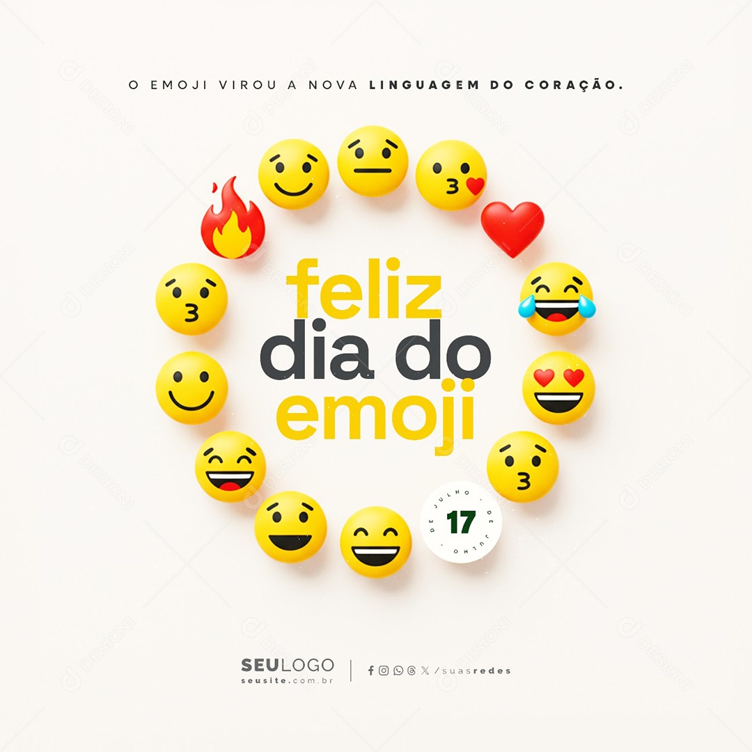 Feliz Dia do Emoji 17 de Julho Social Media PSD Editável