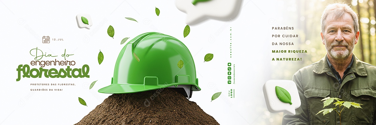 Carrossel Dia do Engenheiro Florestal 12 Julho Social Media PSD Editável