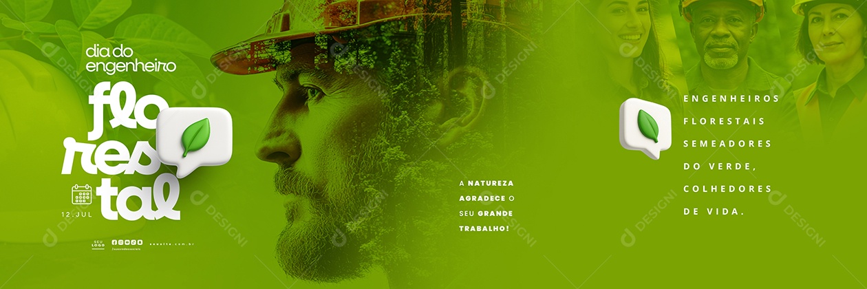 Carrossel Dia do Engenheiro Florestal 12 Julho Social Media PSD Editável