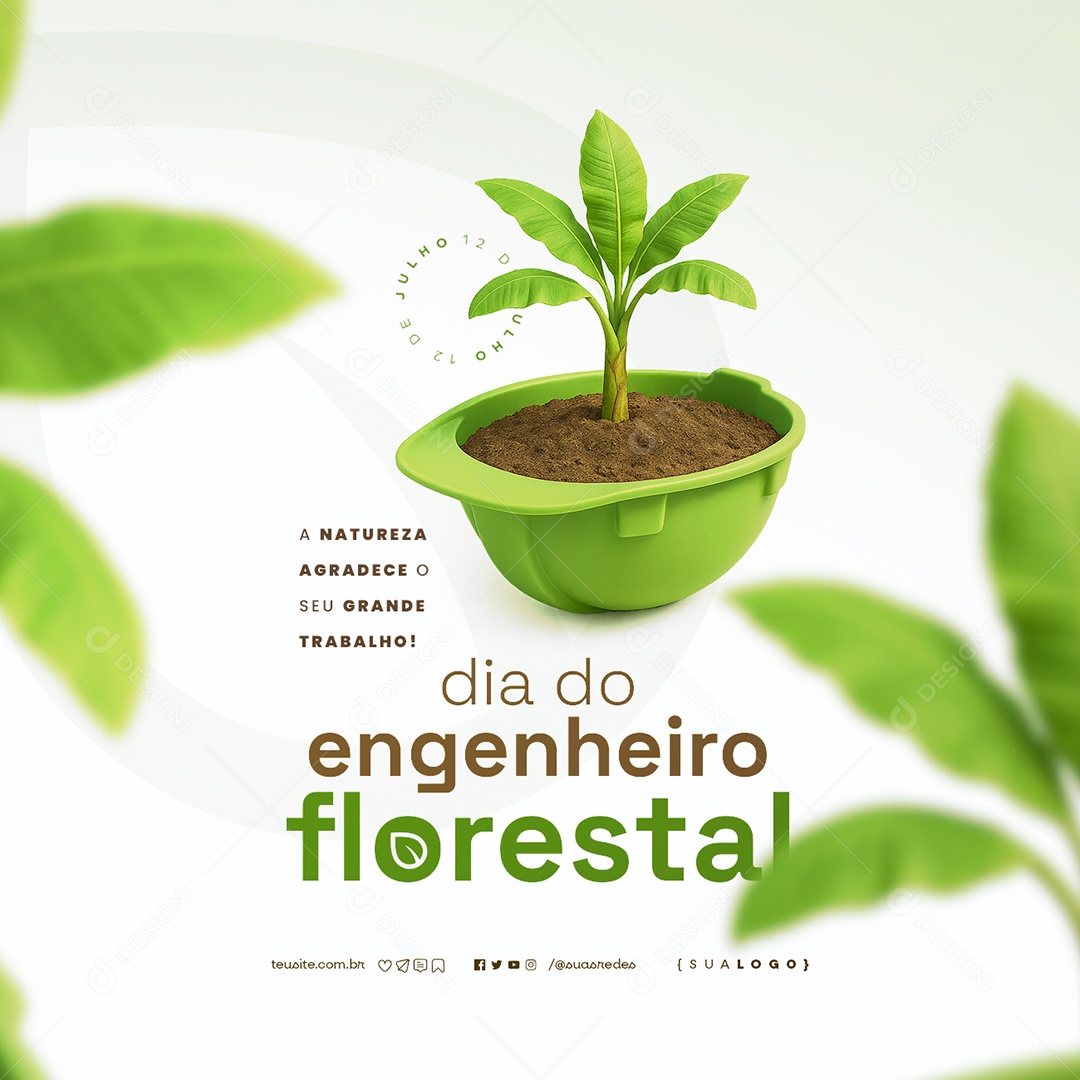 Dia do Engenheiro Florestal 12 Julho Social Media PSD Editável