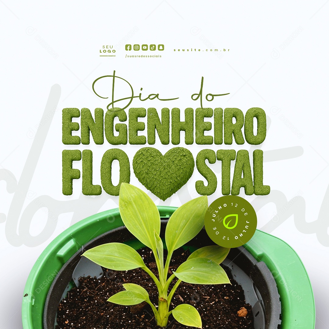 Dia do Engenheiro Florestal 12 Julho Social Media PSD Editável