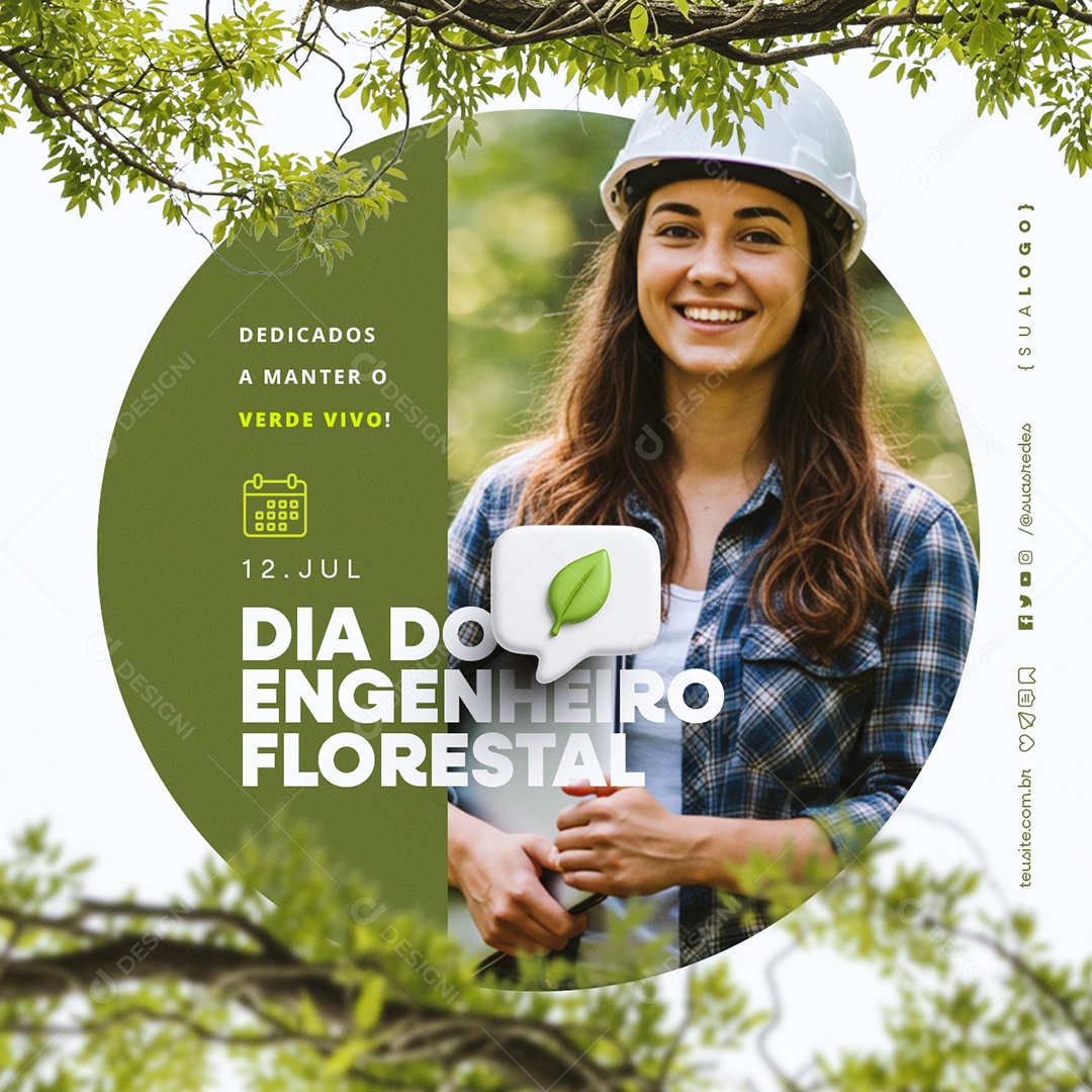 Dia do Engenheiro Florestal 12 Julho Social Media PSD Editável