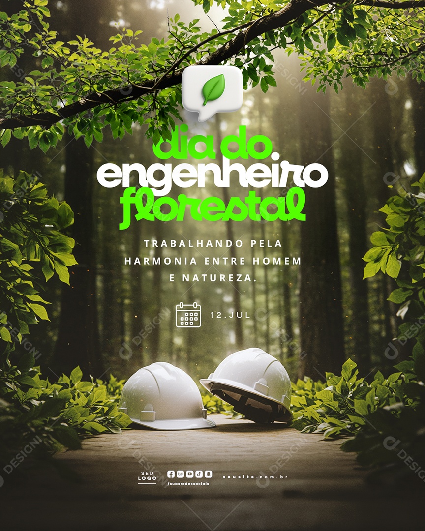 Dia do Engenheiro Florestal 12 Julho Social Media PSD Editável