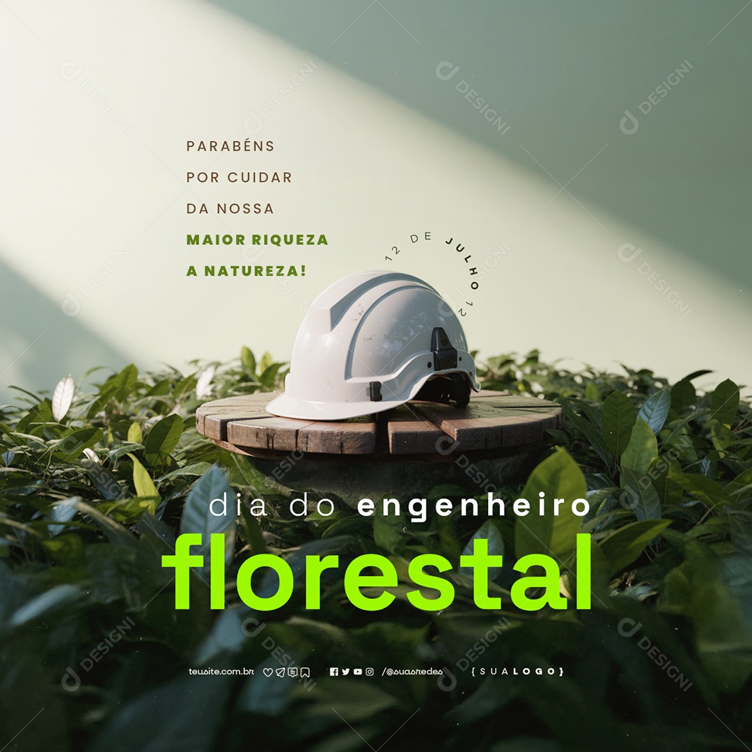 Dia do Engenheiro Florestal 12 Julho Social Media PSD Editável