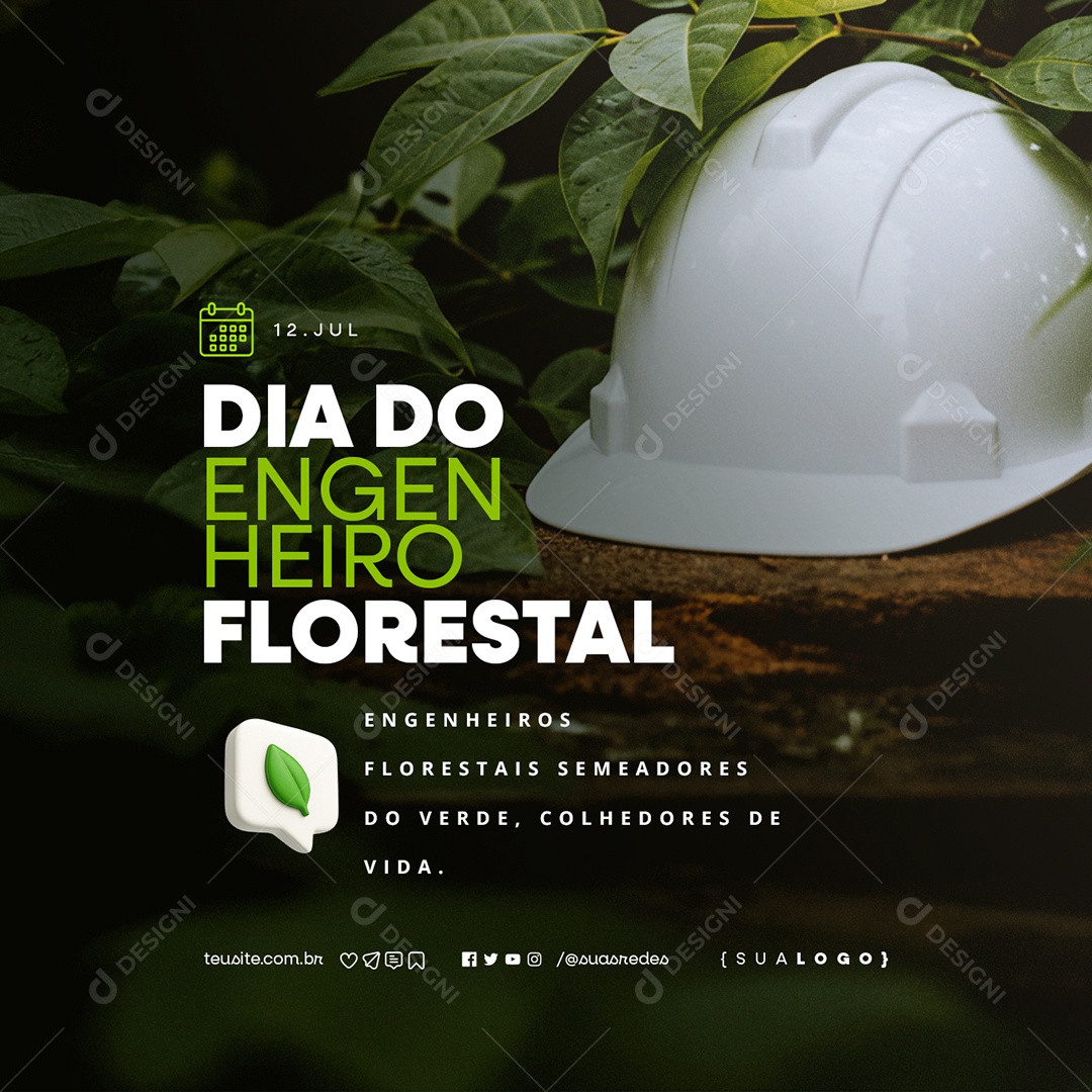 Dia do Engenheiro Florestal 12 Julho Social Media PSD Editável