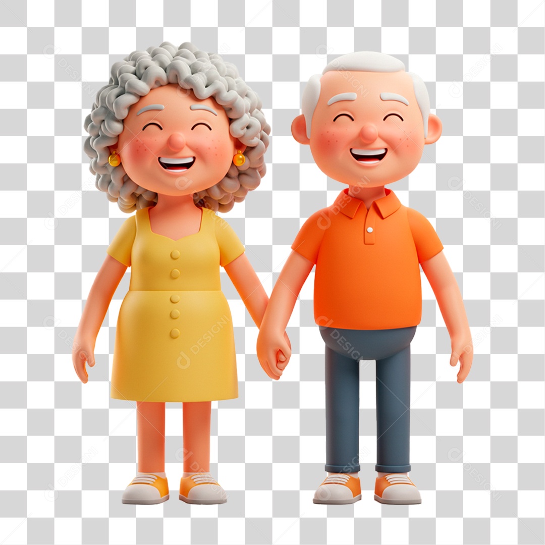 Personagem Casal de Idosos Felizes PNG Transparente