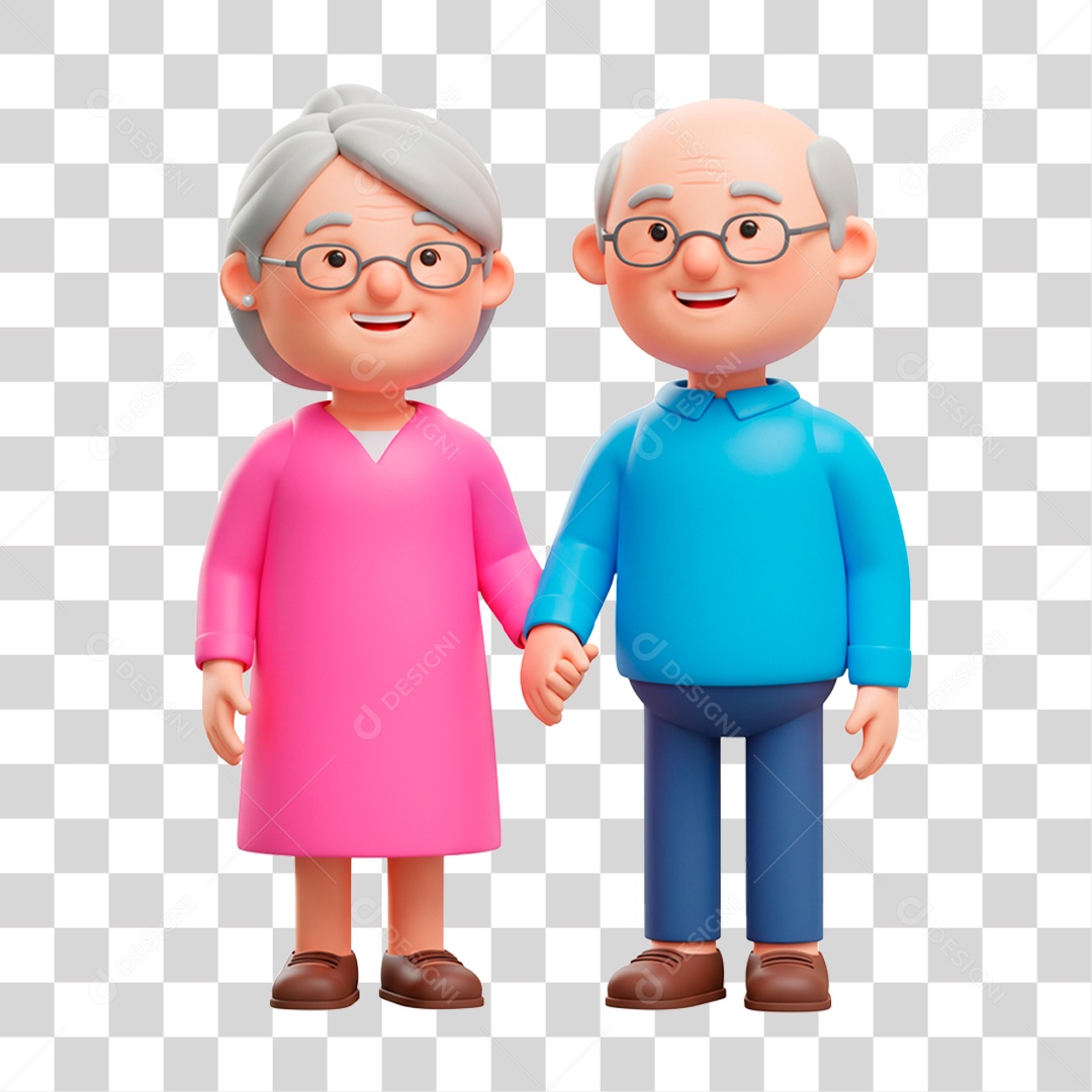 Personagem Casal de Idosos Felizes PNG Transparente