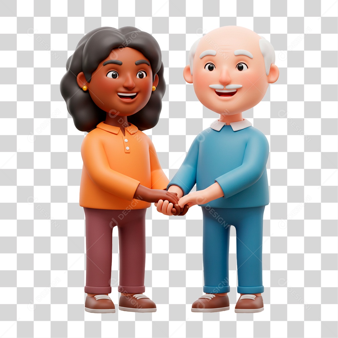 Personagem Casal de Idosos Felizes PNG Transparente