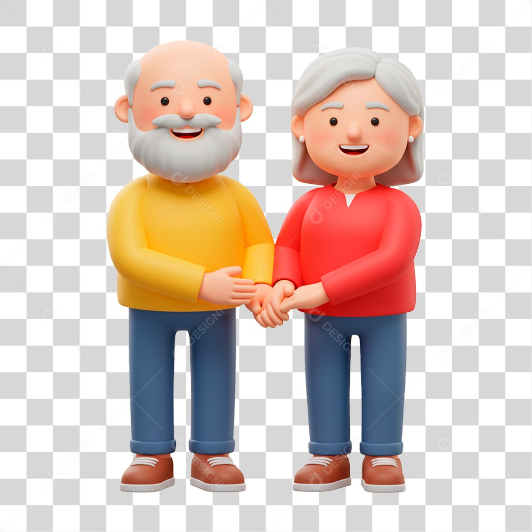 Personagem Casal de Idosos Felizes PNG Transparente