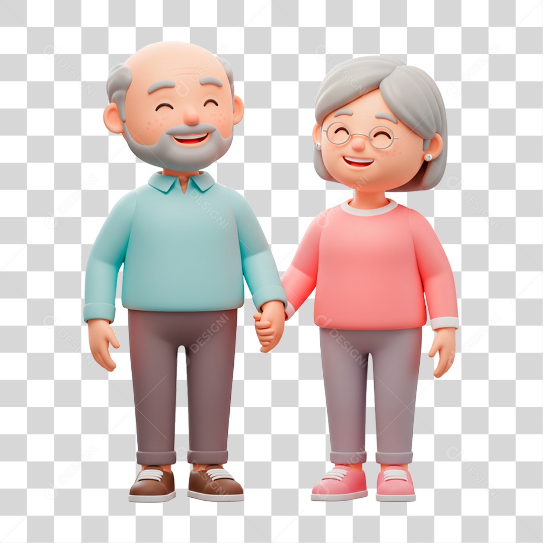 Personagem Casal de Idosos Felizes PNG Transparente