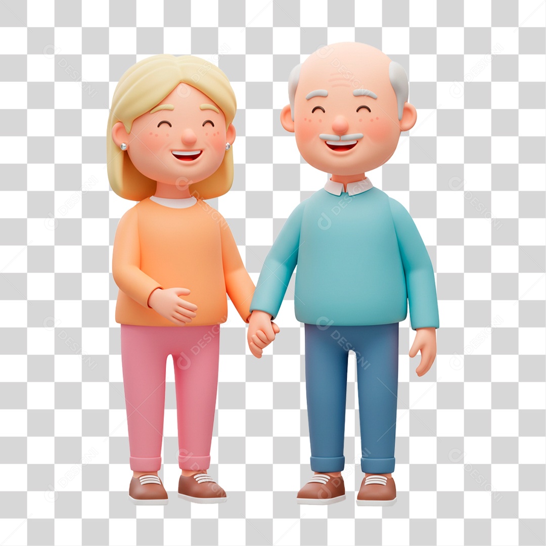 Personagem Casal de Idosos Felizes PNG Transparente