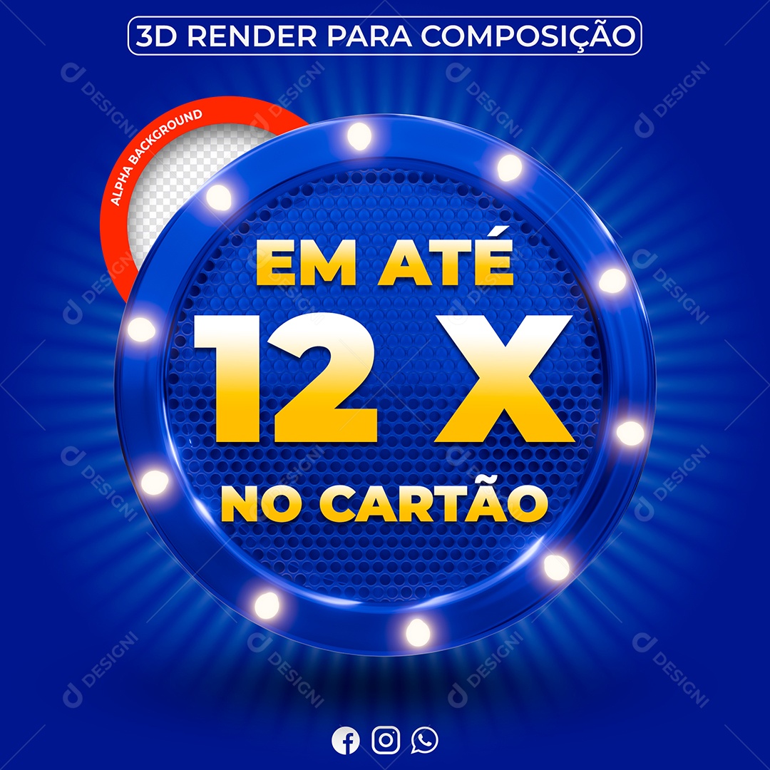 Selo 3D Em Ate 12x No Cartão Amarelo Para Composição PSD
