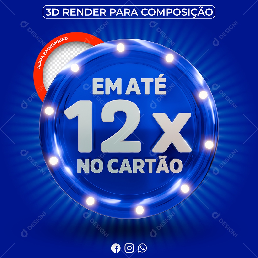 Selo 3D Em Ate 12x No Cartão Branco Para Composição PSD