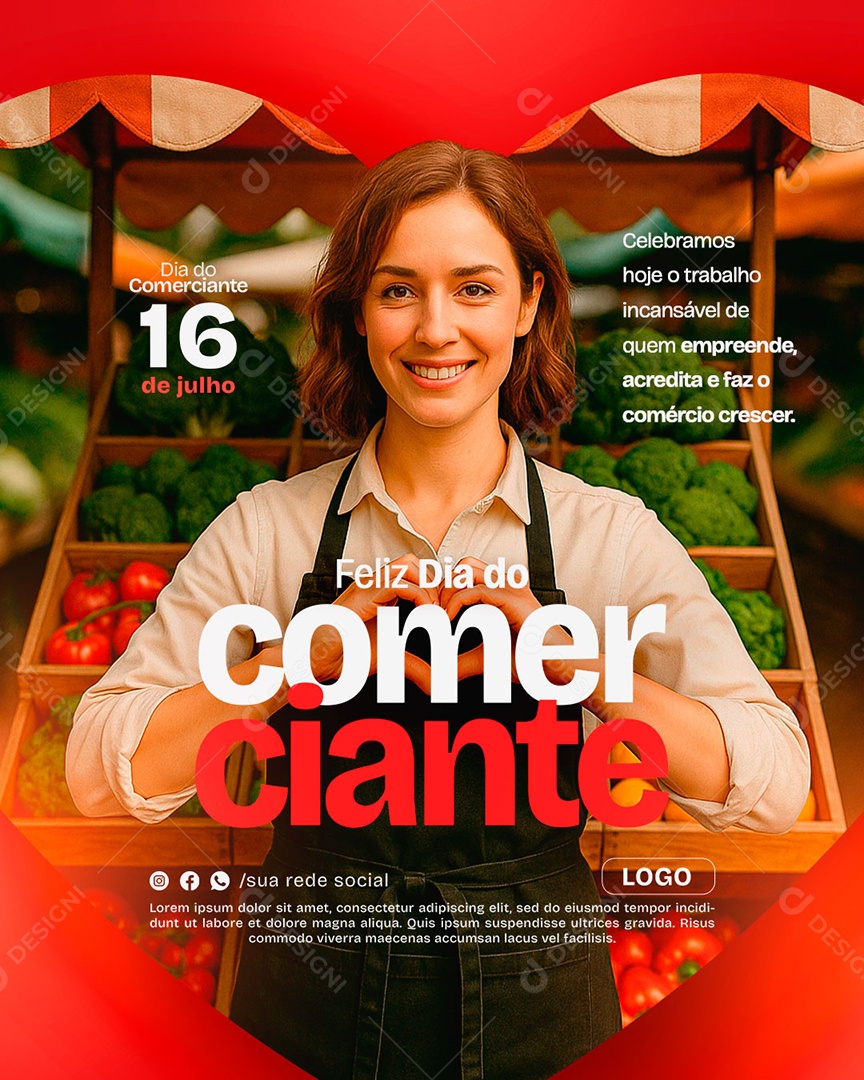 Feliz Dia do Comerciante 16 De Julho Social Media PSD Editável