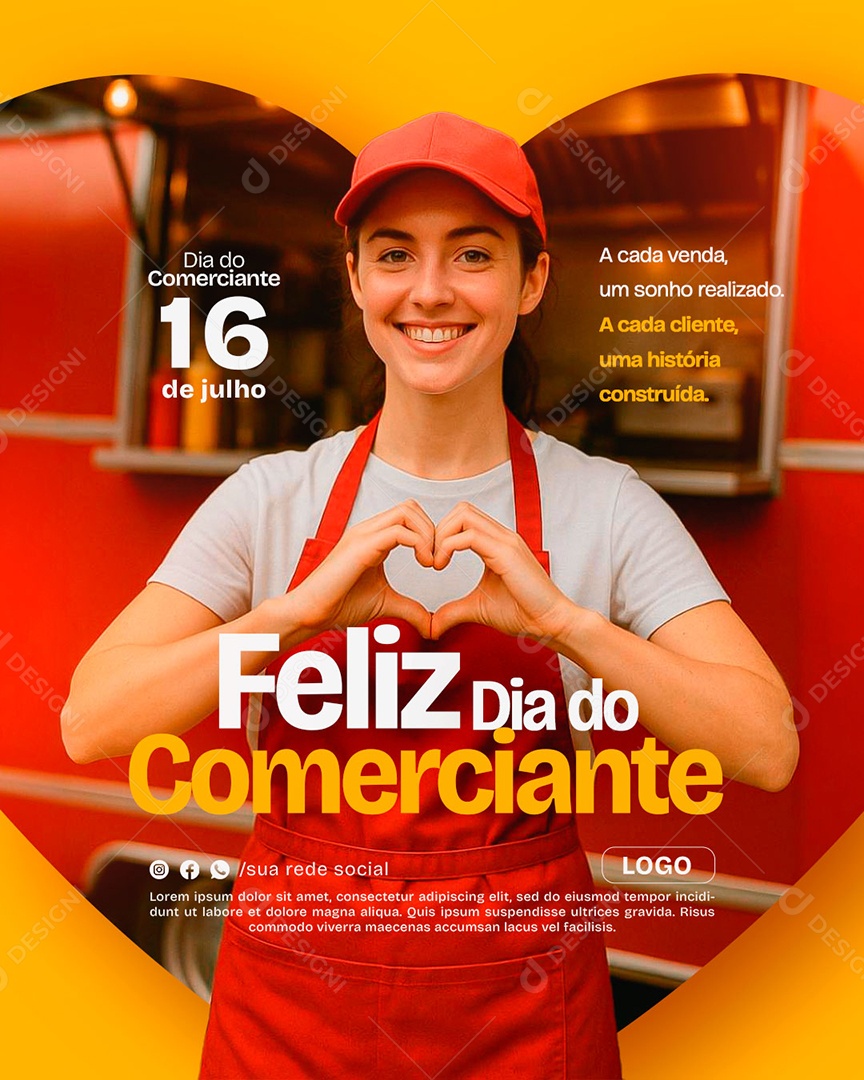 Feliz Dia do Comerciante 16 De Julho Social Media PSD Editável