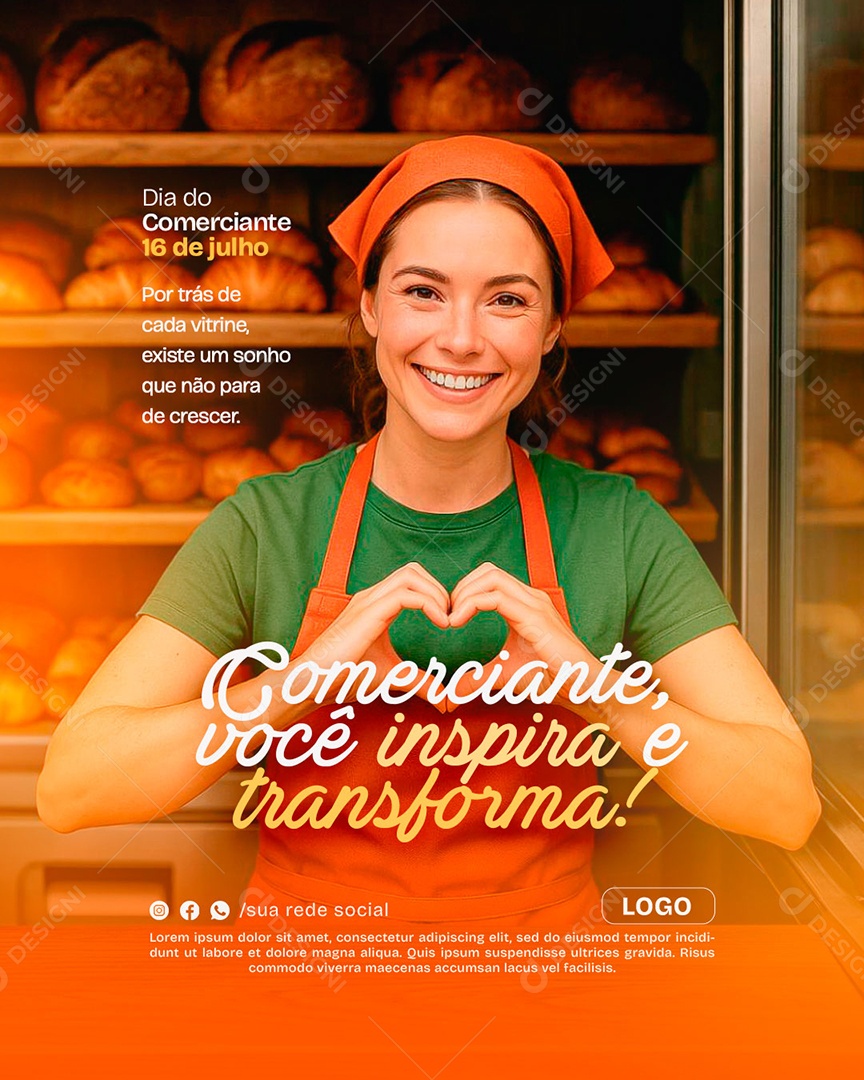 Feliz Dia do Comerciante 16 De Julho Social Media PSD Editável