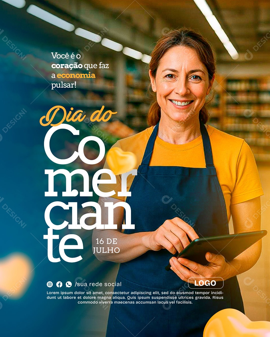 Feliz Dia do Comerciante 16 De Julho Social Media PSD Editável