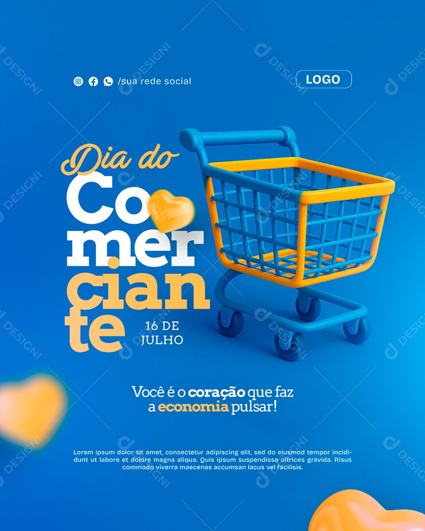 Feliz Dia do Comerciante 16 De Julho Social Media PSD Editável