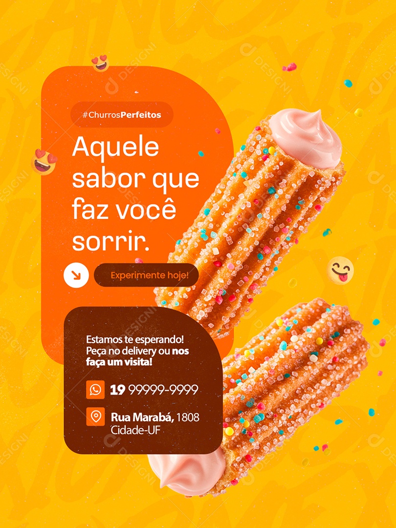 Churros Aquele Sabor Que Faz Você Sorrir Social Media PSD Editável