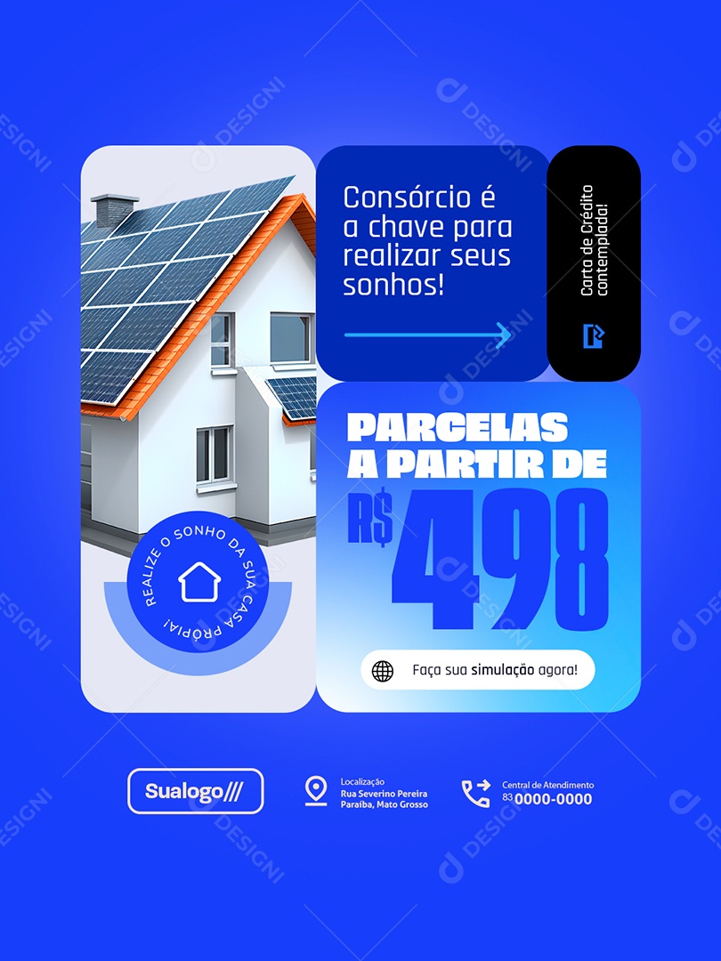 Consórcio é a Chave para Realizar seus Sonhos Social Media PSD Editável