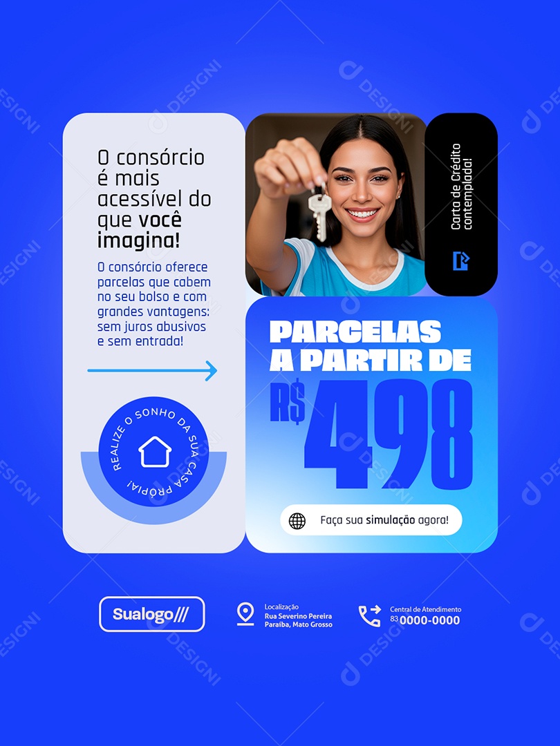 Consórcio Faça Sua Simulação Agora Social Media PSD Editável