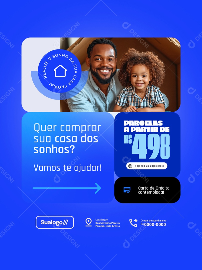Consórcio Quer Comprar Sua Casa dos Sonhos Social Media PSD Editável