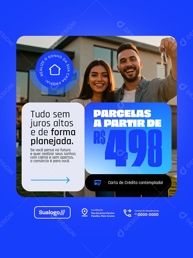 Consórcio Realize o Sonho da Sua Casa Própria Social Media PSD Editável
