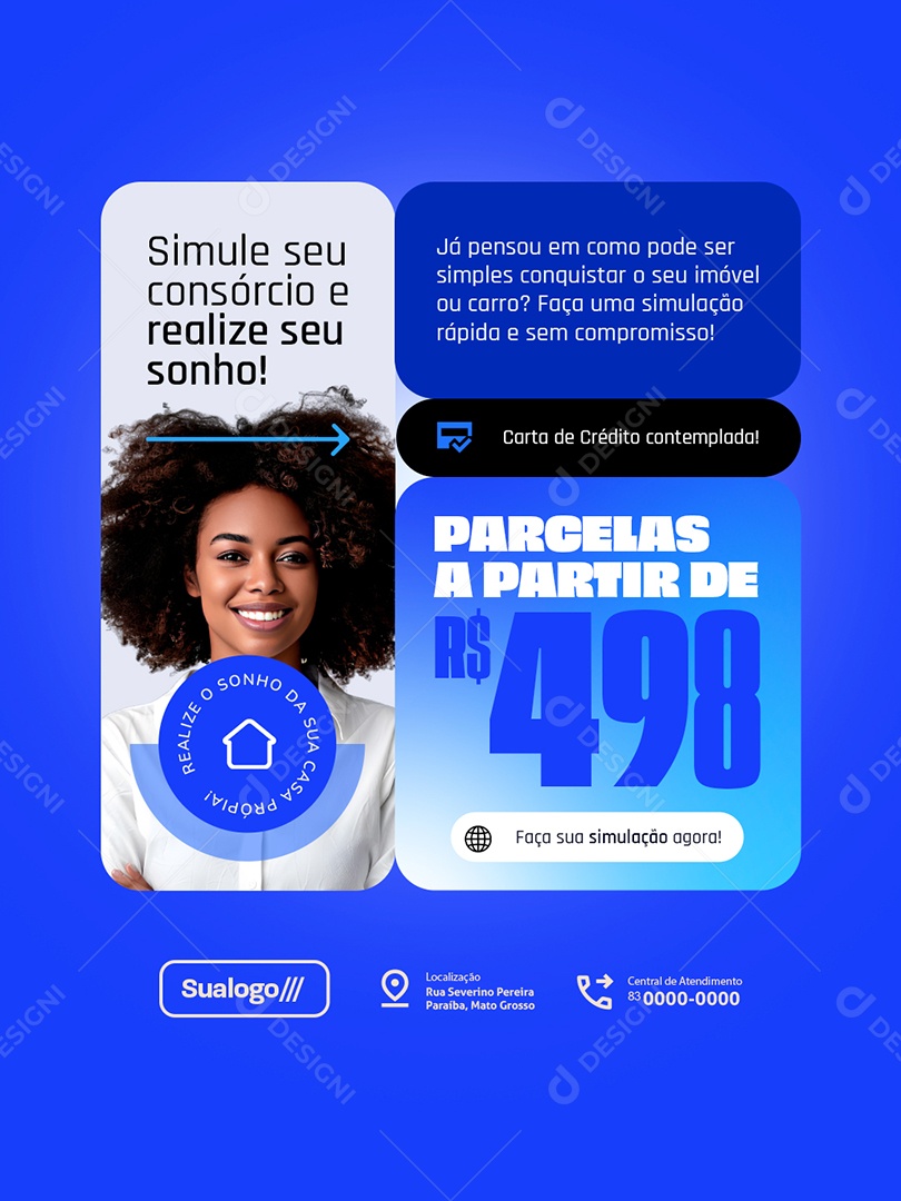 Simule Seu Consórcio e Realize seu Sonhho Social Media PSD Editável