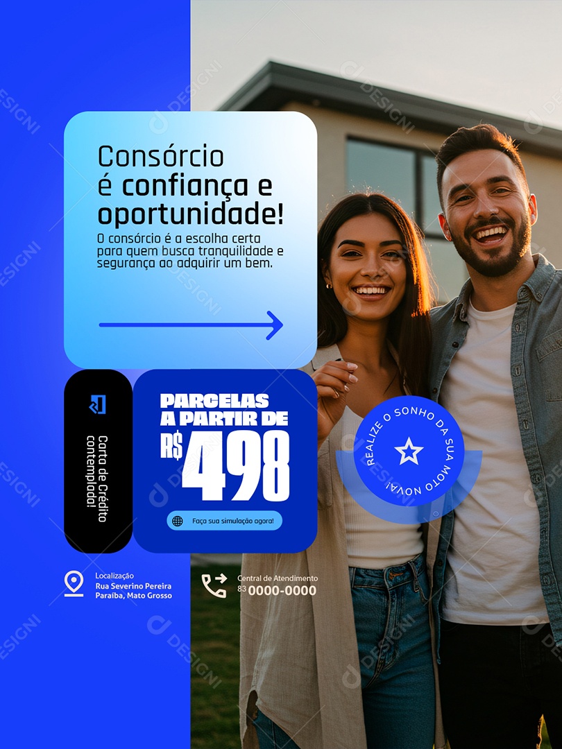 Consórcio é Confiança e Oportunidade Social Media PSD Editável