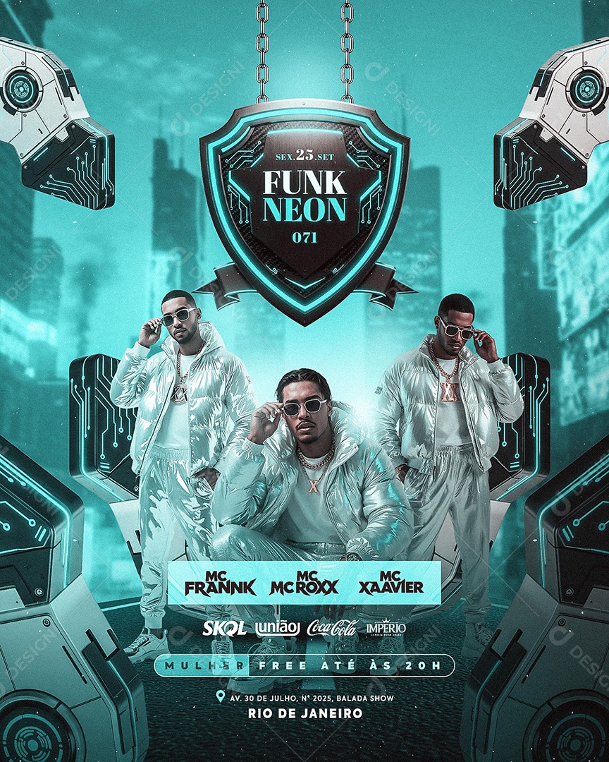 Flyer Funk Neon 071 Social Media Feed PSD Editável