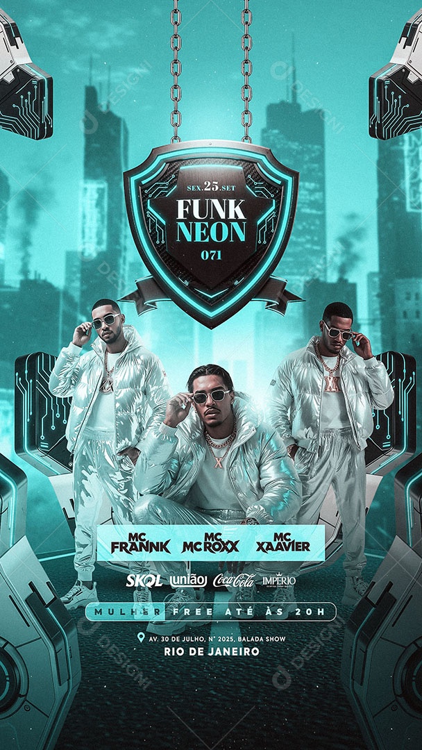 Flyer Funk Neon 071 Social Media Story PSD Editável