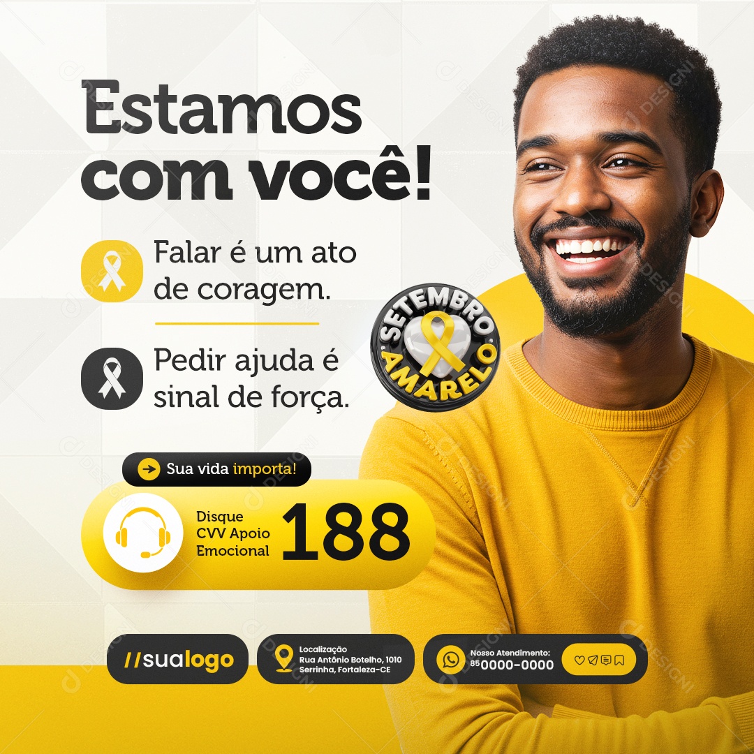 Setembro Amarelo Mês de Prevenção ao Suicídio Social Media PSD Editável