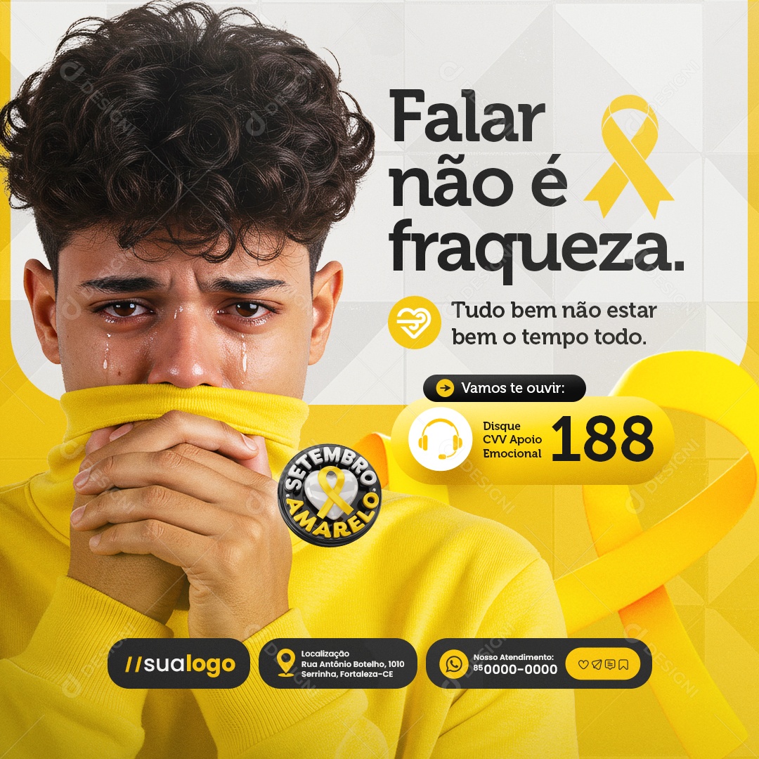 Setembro Amarelo Mês de Prevenção ao Suicídio Vamos Te Ouvir Social Media PSD Editável