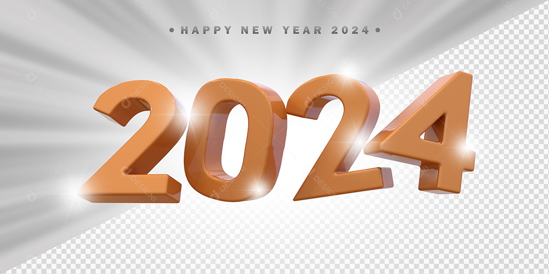 Elemento 3D 2024 Laranja Para Composição PSD