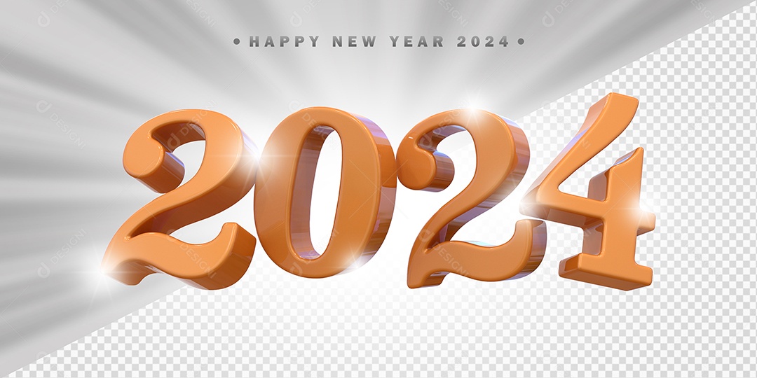 Elemento 3D 2024 Laranja Para Composição PSD