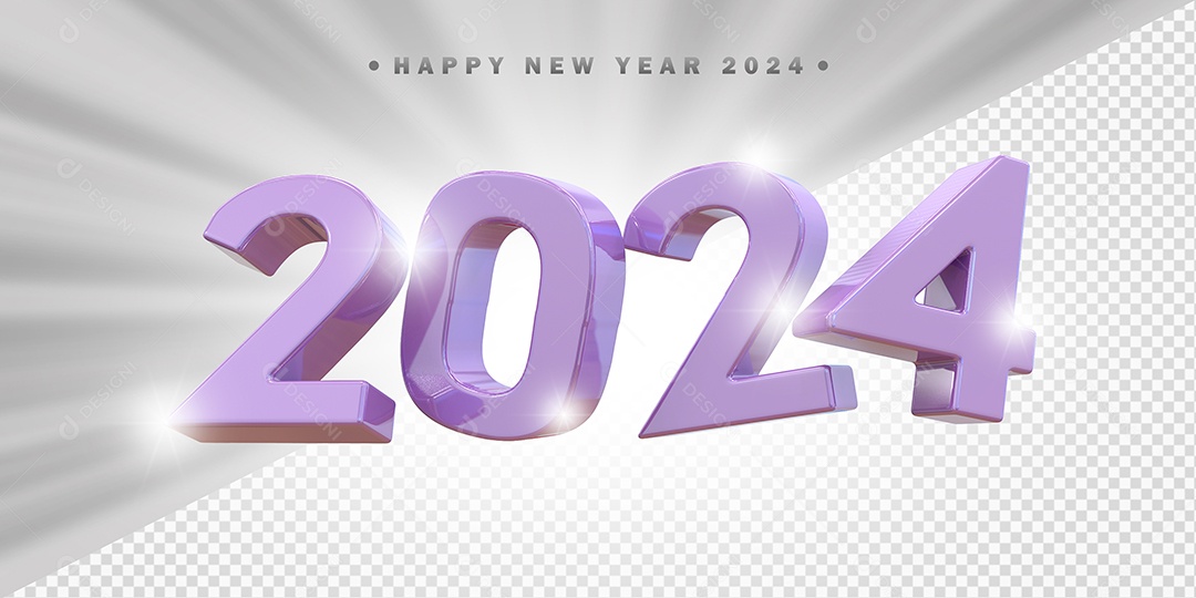 Elemento 3D 2024 Roxo Claro Para Composição PSD