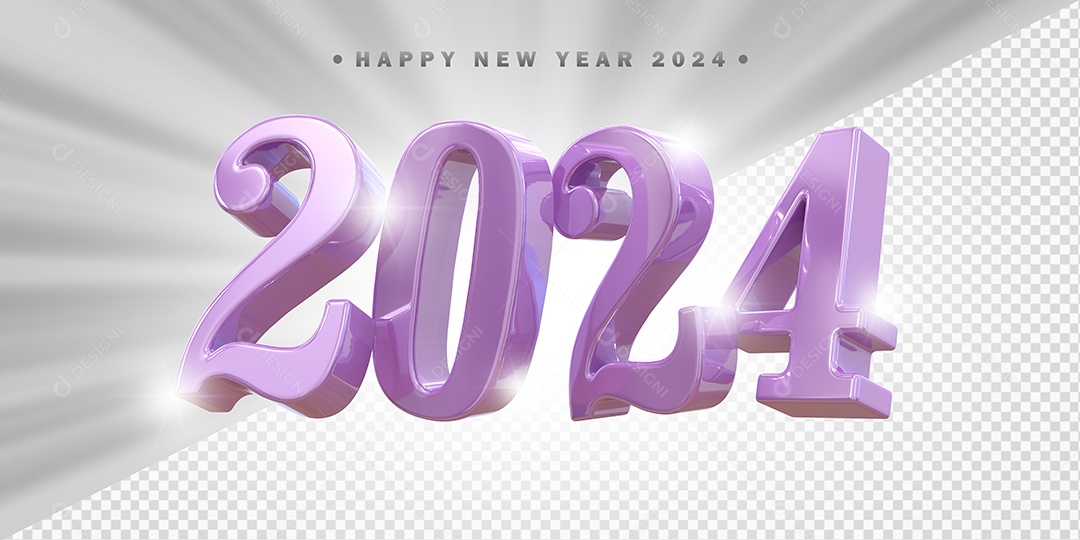 Elemento 3D 2024 Roxo Claro Para Composição PSD