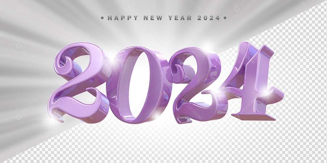 Elemento 3D 2024 Roxo Claro Para Composição PSD