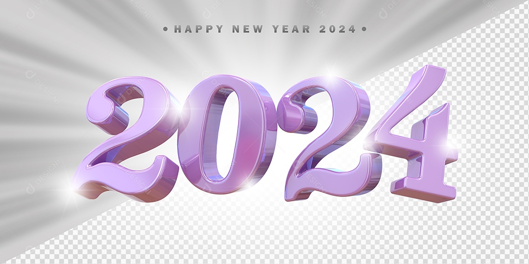 Elemento 3D 2024 Roxo Claro Para Composição PSD