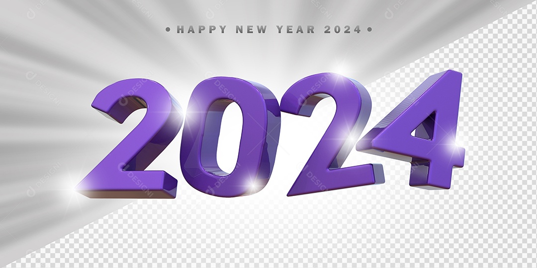 Elemento 3D 2024 Roxo Escuro Para Composição PSD