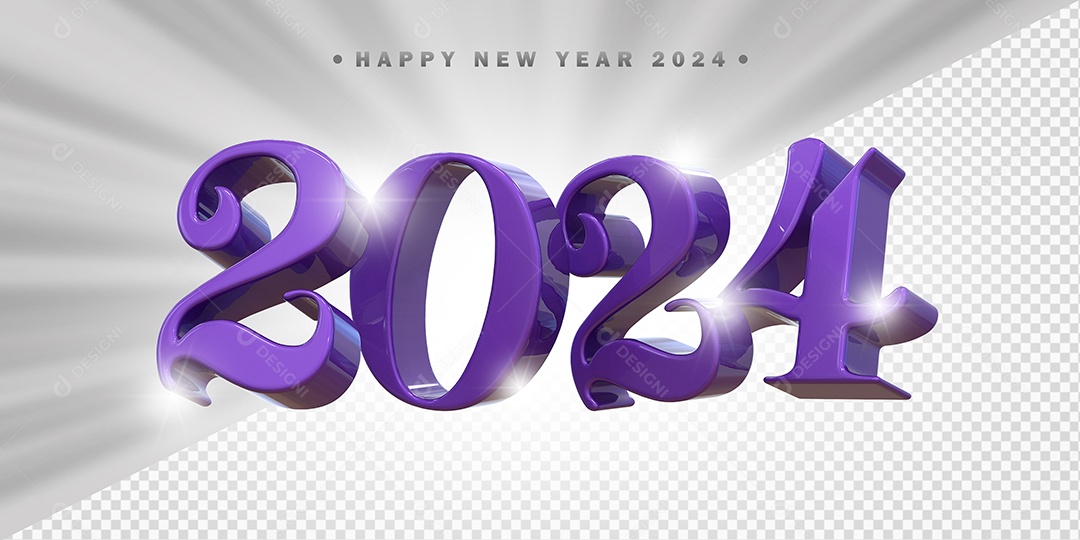 Elemento 3D 2024 Roxo Escuro Para Composição PSD