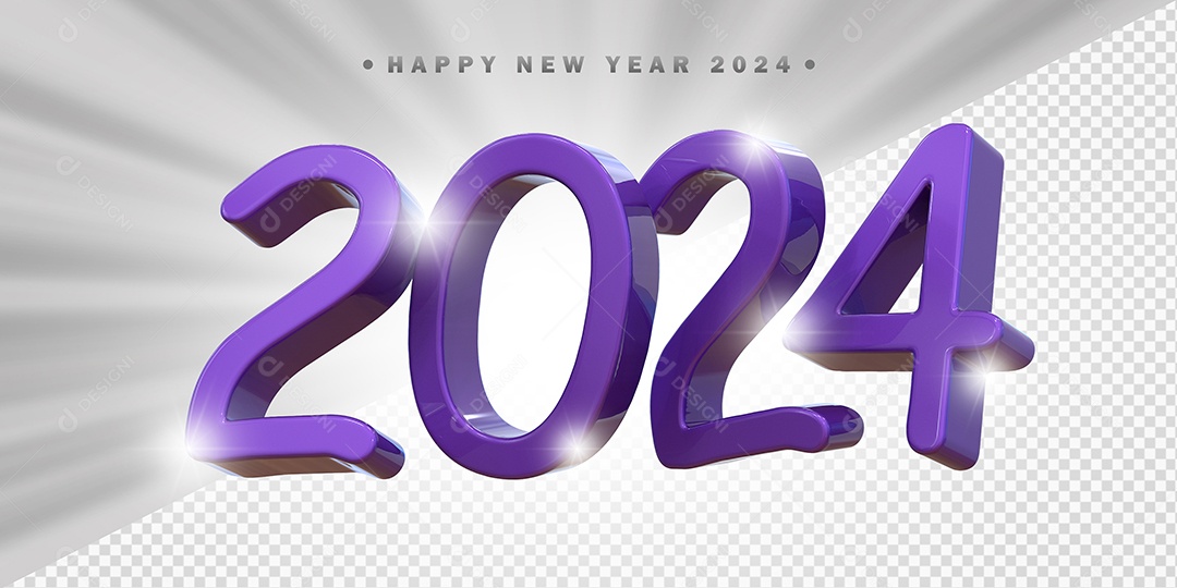 Elemento 3D 2024 Roxo Escuro Para Composição PSD