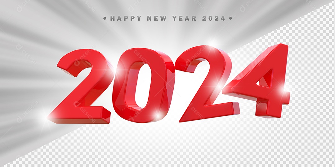 Elemento 3D 2024 Vermelho Para Composição PSD