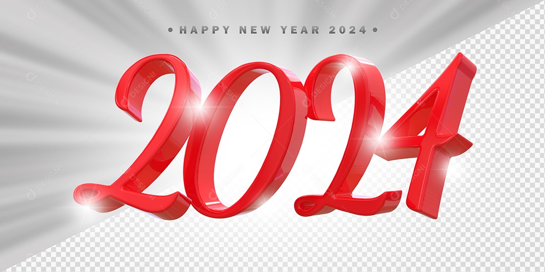 Elemento 3D 2024 Vermelho Para Composição PSD