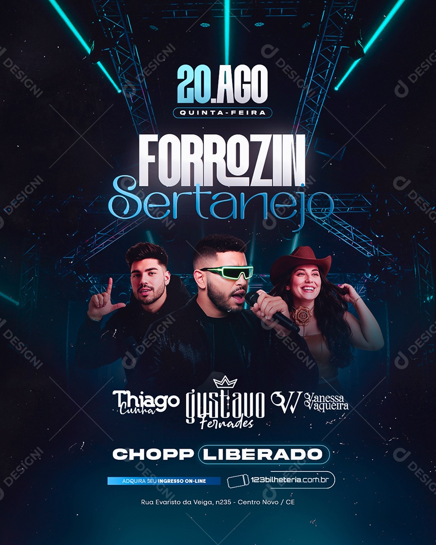 Flyer Próximos Shows Forrozin Sertanejo Social Media PSD Editável