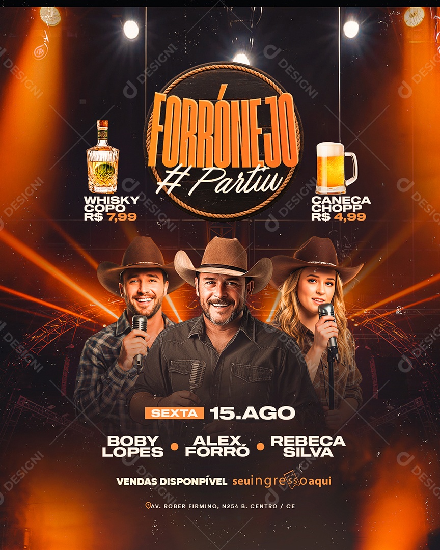 Flyer Próximos Shows Forrónejo Partiu Social Media PSD Editável