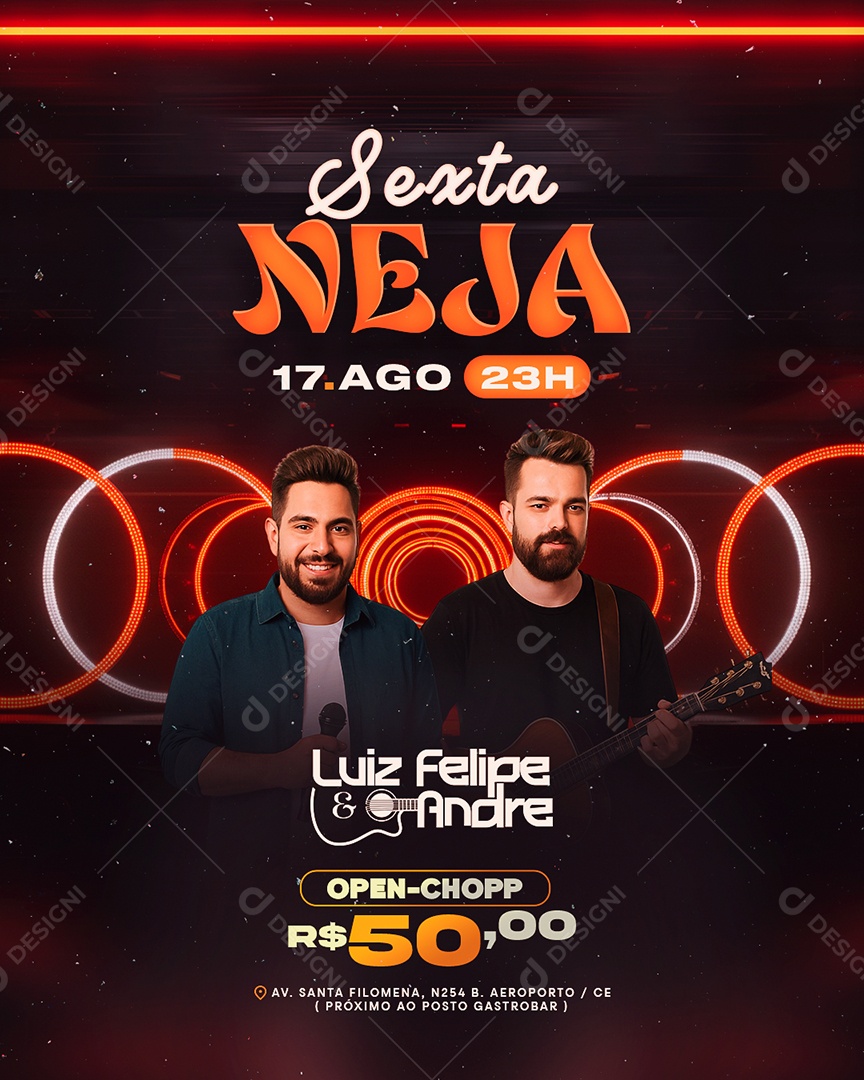 Flyer Próximos Shows Sextaneja Social Media PSD Editável