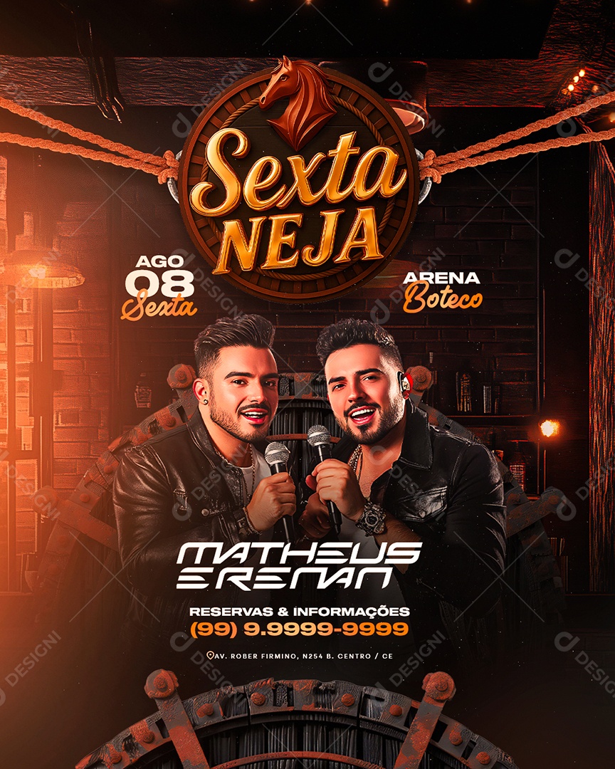 Flyer Próximos Shows Sextaneja Arena Boteco Social Media PSD Editável