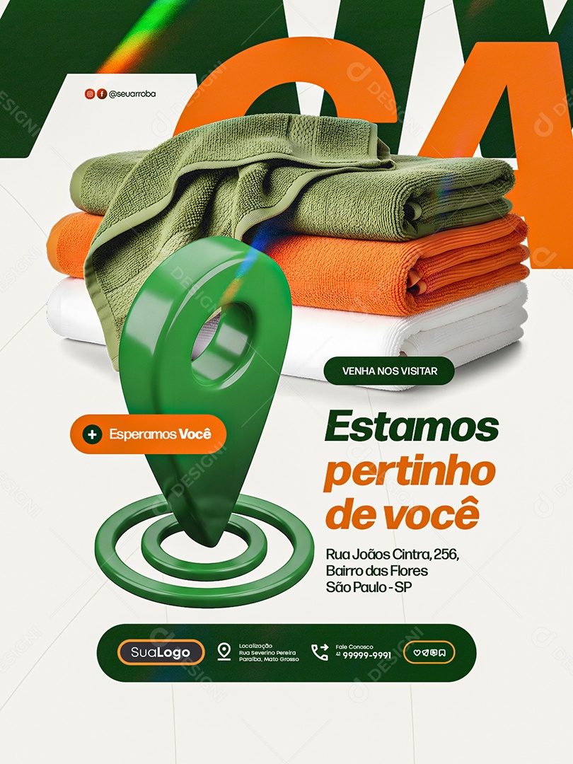 Cama Mesa e Banho Estamos Pertinho de Você Social Media PSD Editável