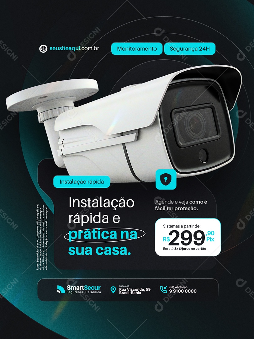 Câmera de Segurança Instalação Rápida e Prática na Sua Casa Social Media PSD Editável